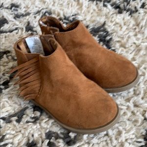 Toddler girl brown booties with fringe